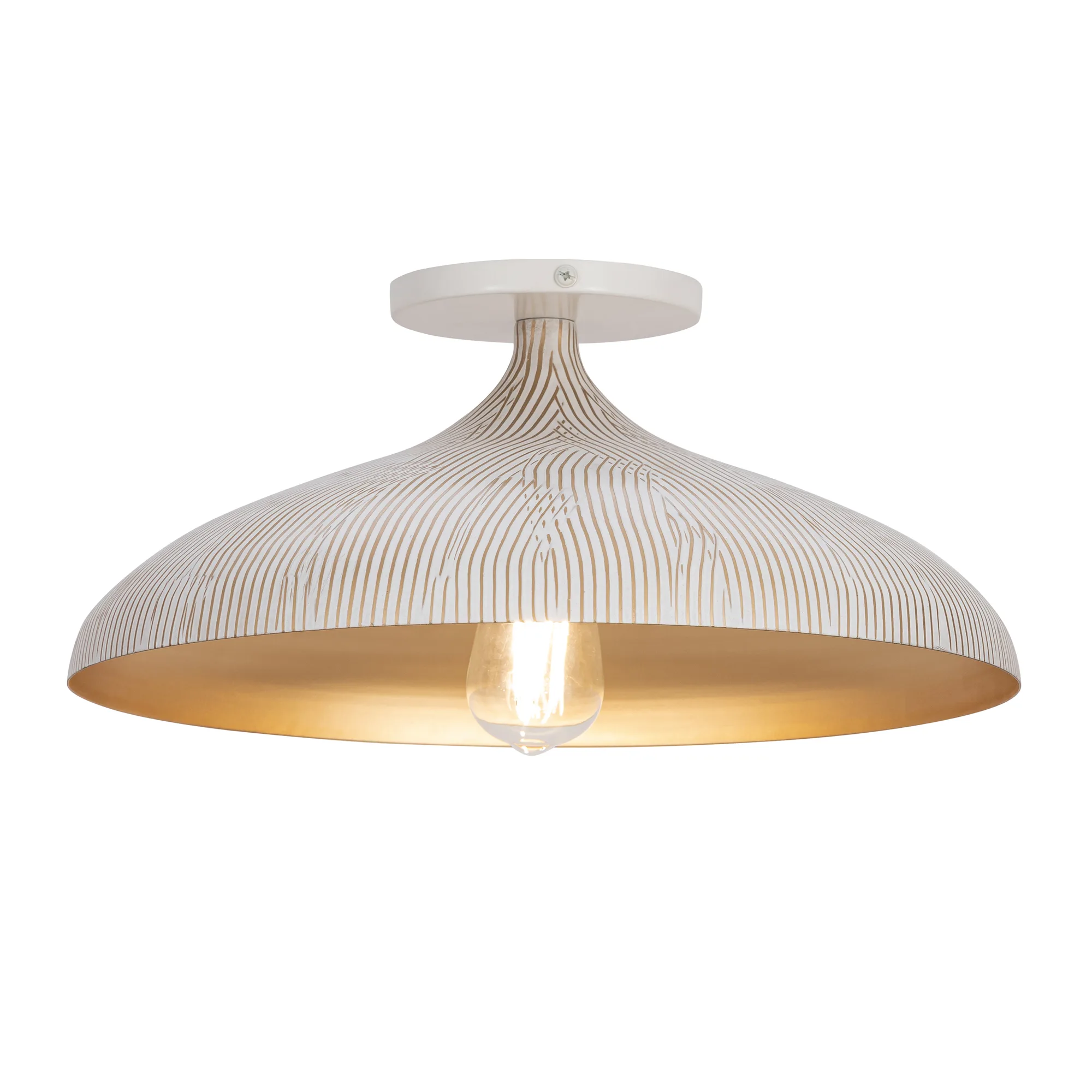 Fleur One Light Flush Mount in White/Gold