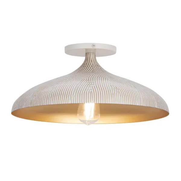Fleur One Light Flush Mount in White/Gold - Image 1