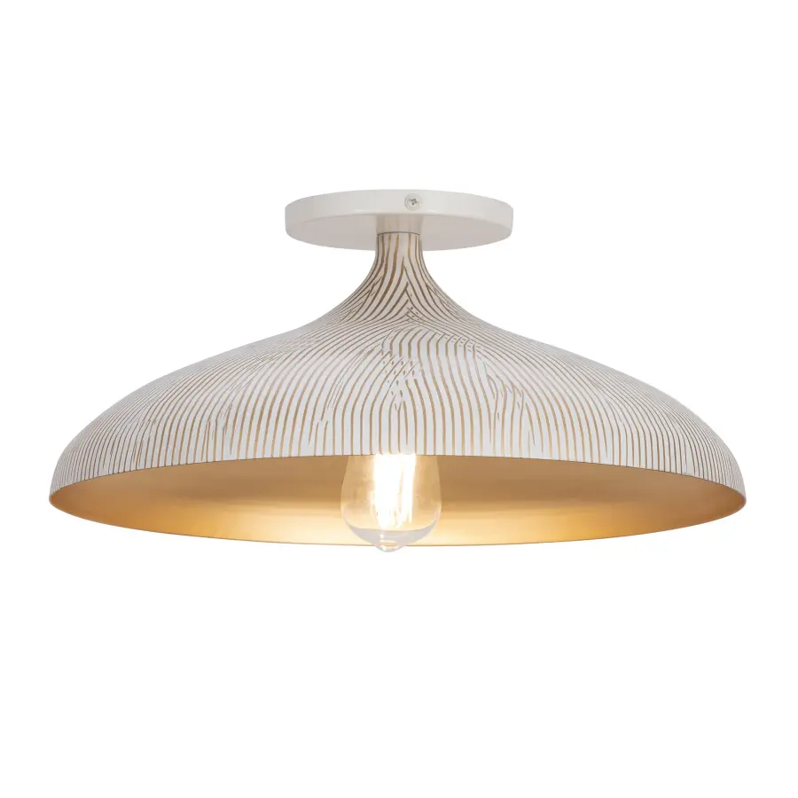 Fleur One Light Flush Mount in White/Gold - Image 1