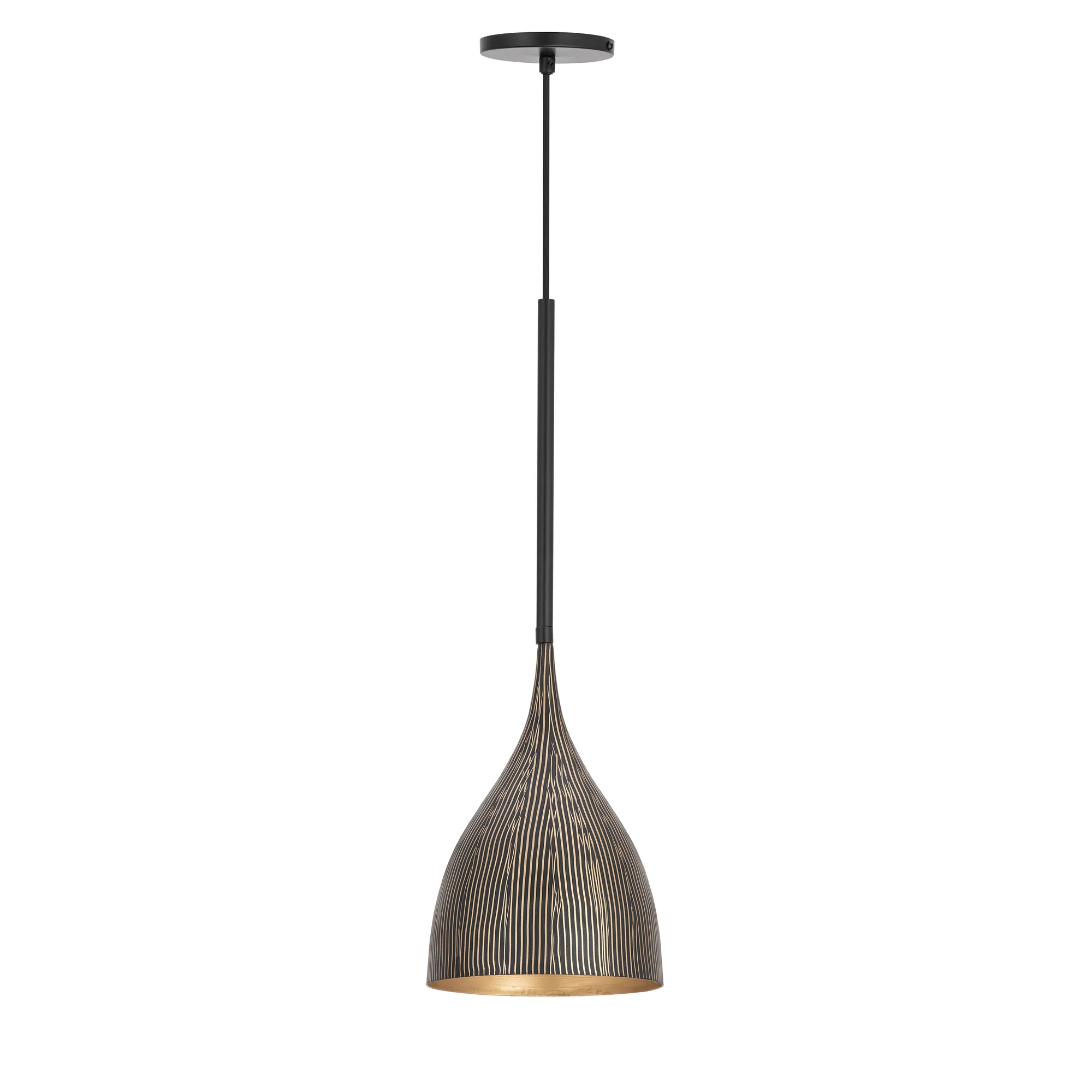 Fleur One Light Mini Pendant in Black / Gold
