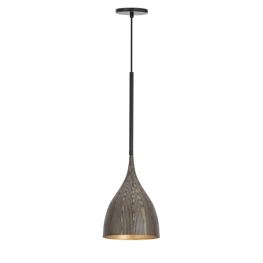 Fleur One Light Mini Pendant in Black / Gold - Image 1