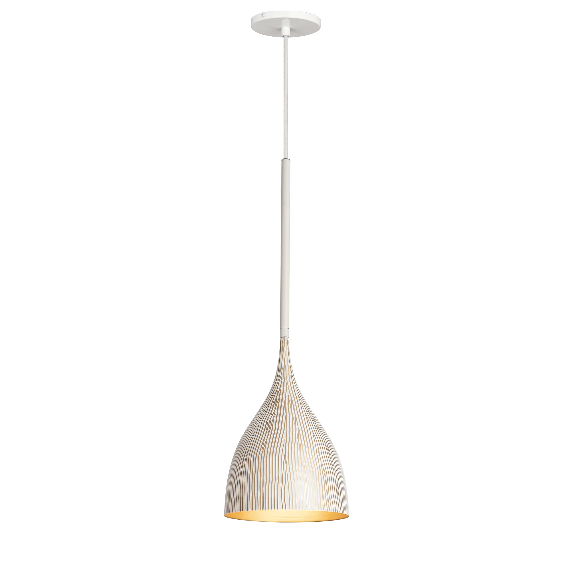 Fleur One Light Mini Pendant in White/Gold