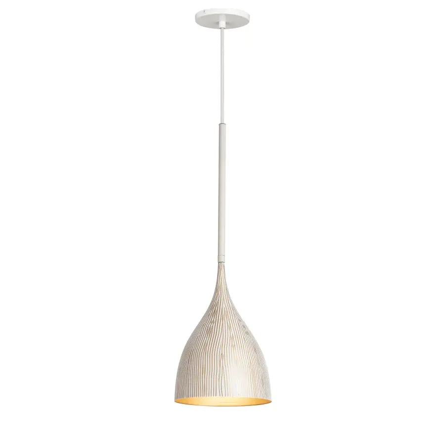 Fleur One Light Mini Pendant in White/Gold - Image 1