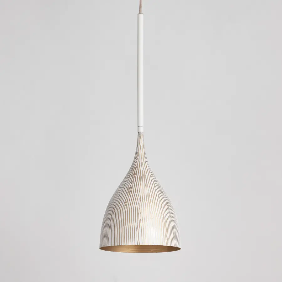 Fleur One Light Mini Pendant in White/Gold - Image 2