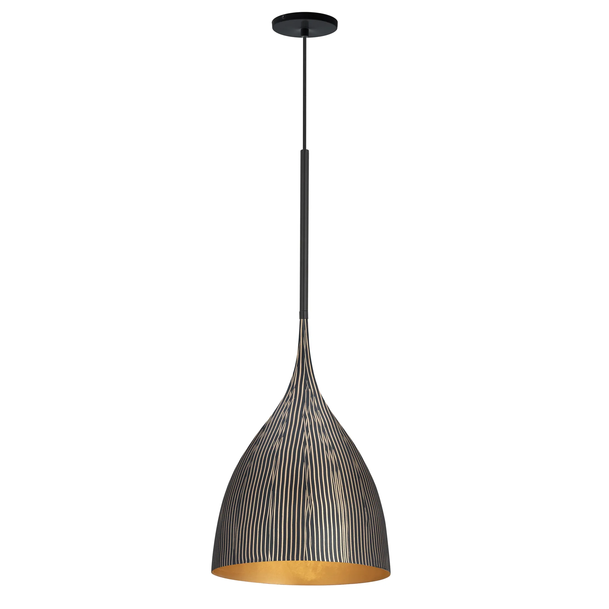Fleur One Light Pendant in Black / Gold