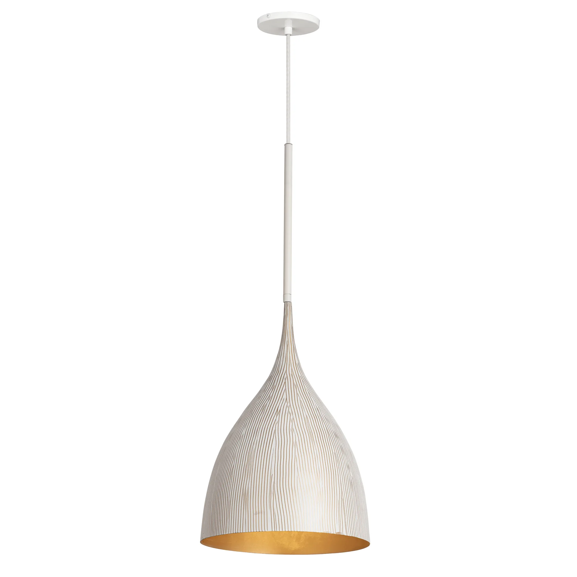 Fleur One Light Pendant in White/Gold