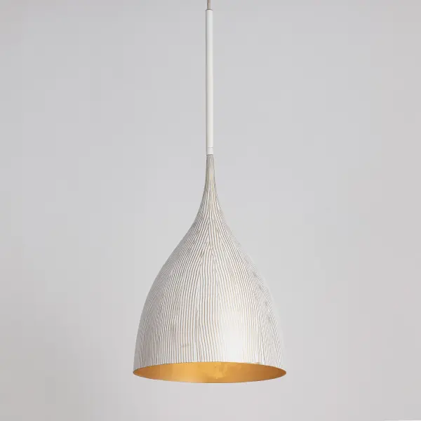 Fleur One Light Pendant in White/Gold - Image 3
