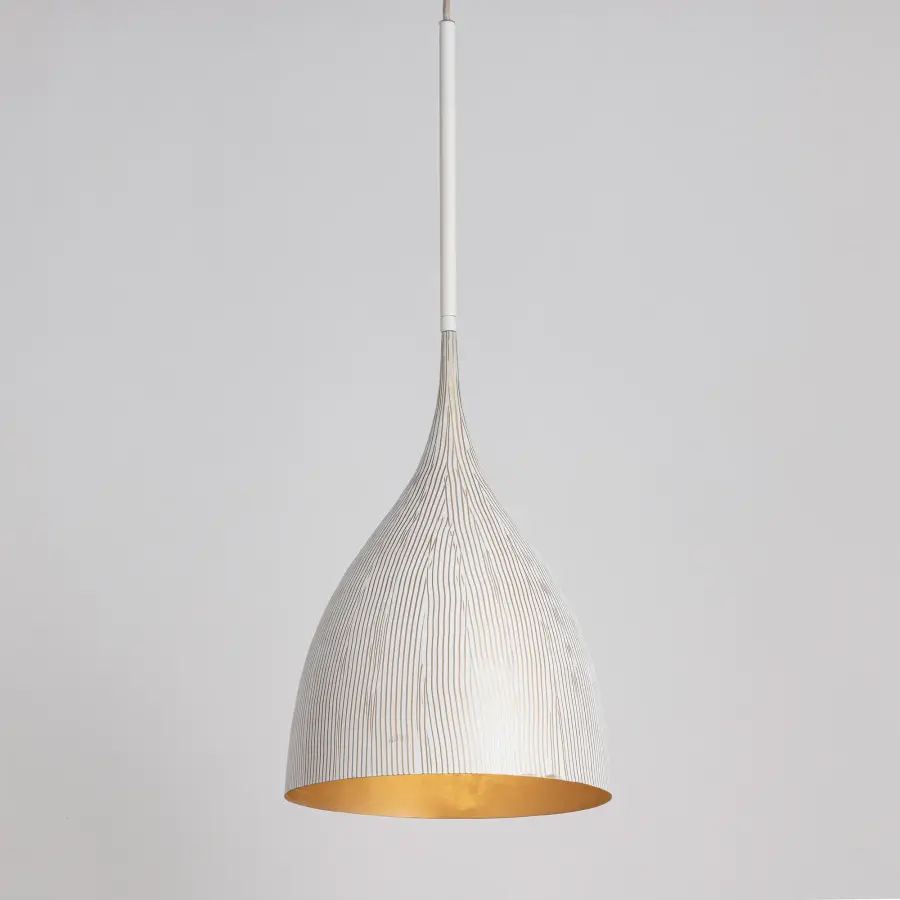 Fleur One Light Pendant in White/Gold - Image 3
