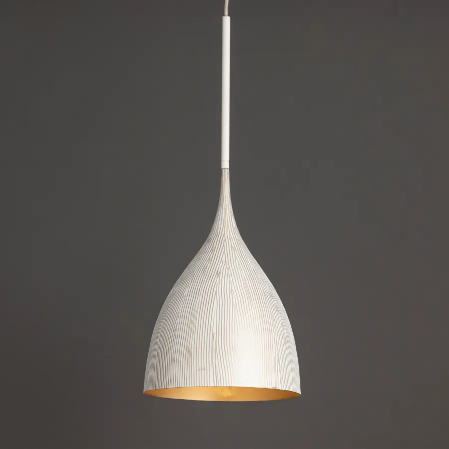 Fleur One Light Pendant in White/Gold - Image 4