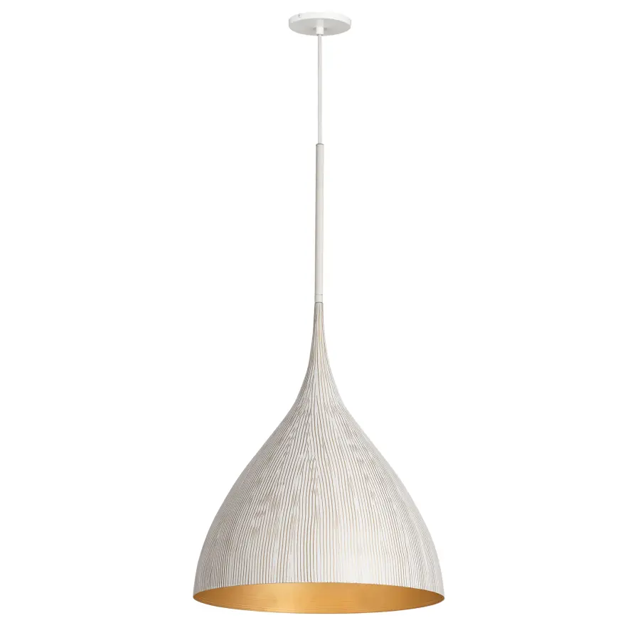 Fleur One Light Pendant in White/Gold - Image 1
