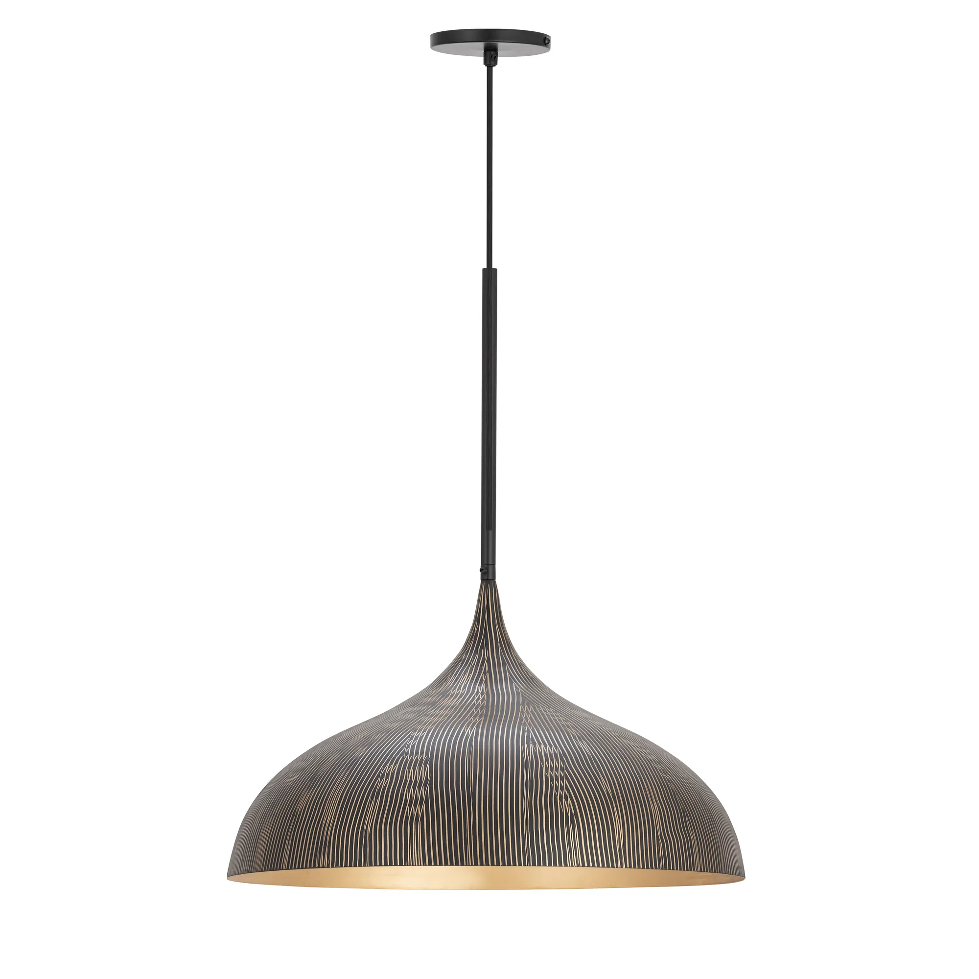 Fleur One Light Pendant in Black / Gold