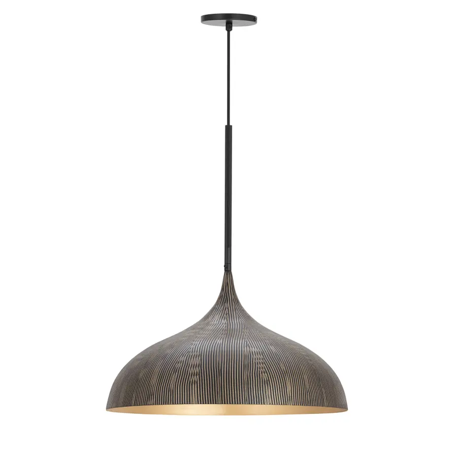 Fleur One Light Pendant in Black / Gold - Image 1