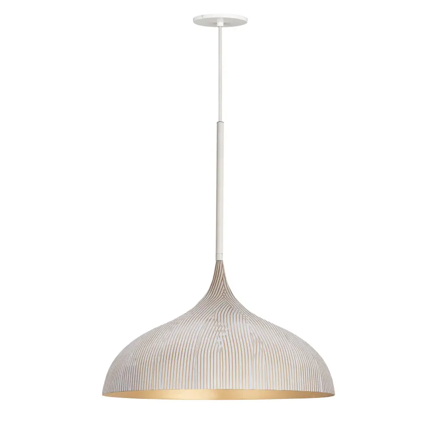 Fleur One Light Pendant in White/Gold