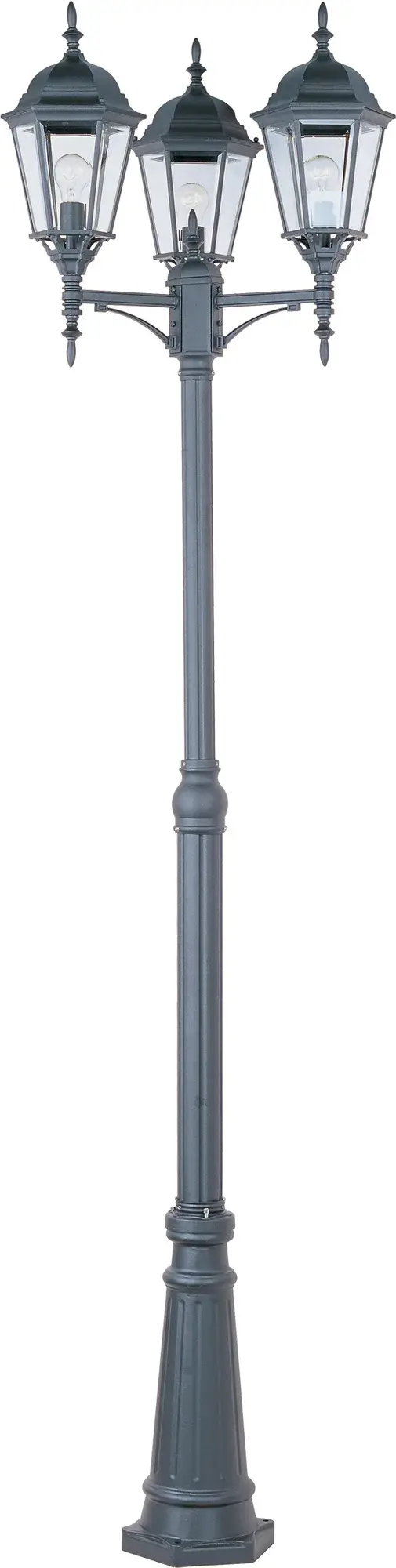 Poles is a traditional style from Maxim Lighting International in Black, or Rust Patina finish.