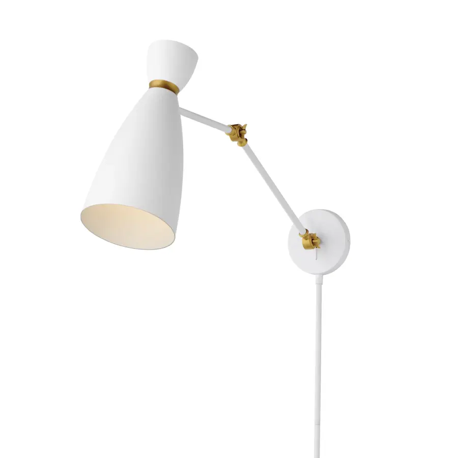 Carillon One Light Wall Sconce in White/Satin Brass - Image 1