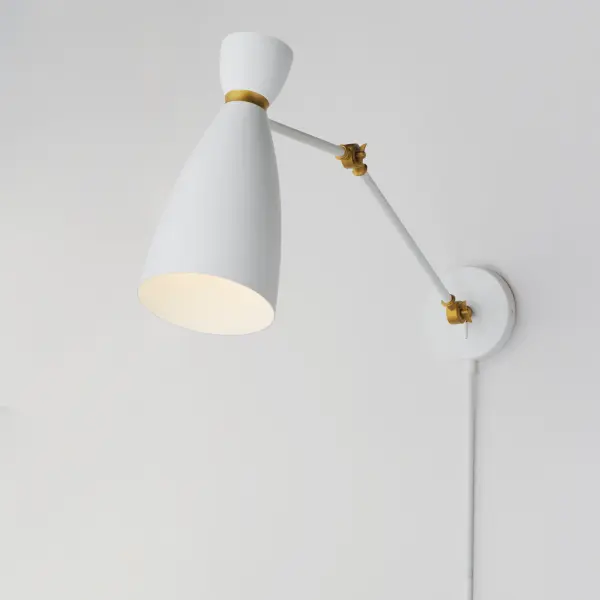 Carillon One Light Wall Sconce in White/Satin Brass - Image 3