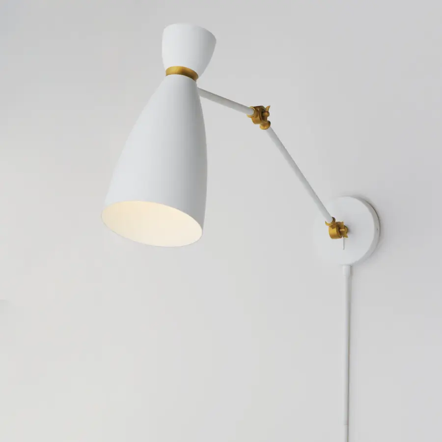 Carillon One Light Wall Sconce in White/Satin Brass - Image 3