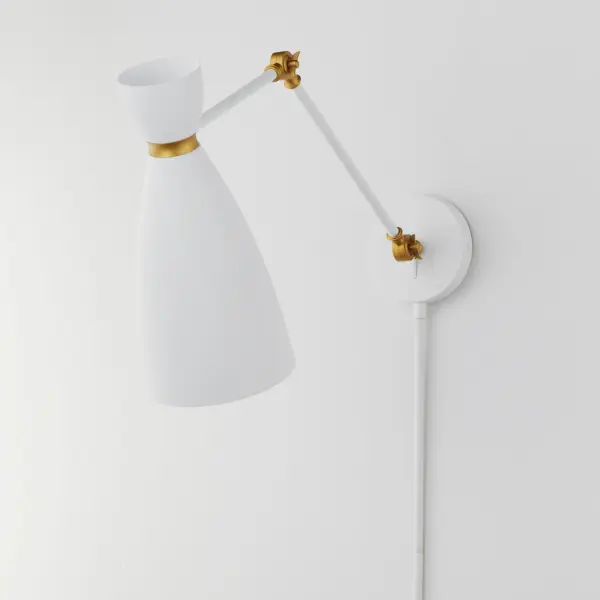 Carillon One Light Wall Sconce in White/Satin Brass - Image 4