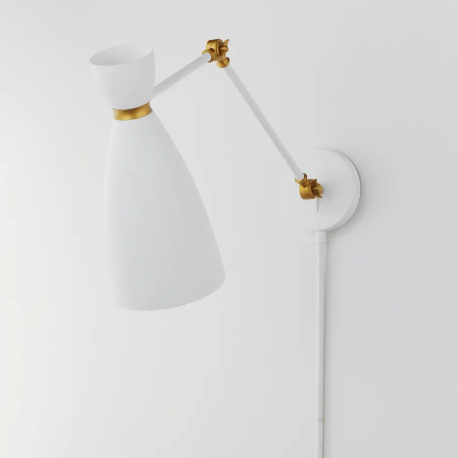 Carillon One Light Wall Sconce in White/Satin Brass - Image 4