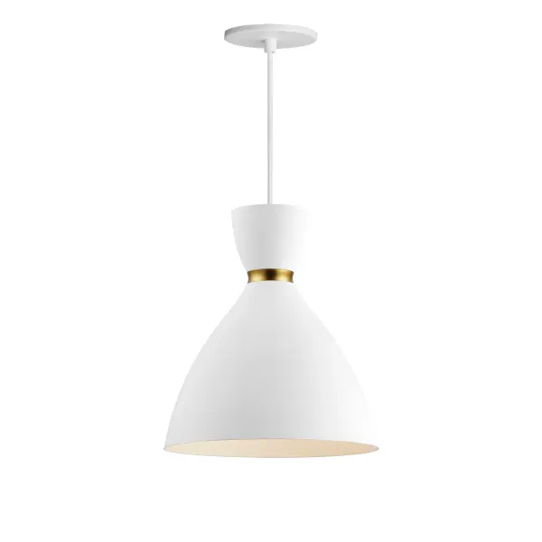 Carillon One Light Mini Pendant in White/Satin Brass - Image 1