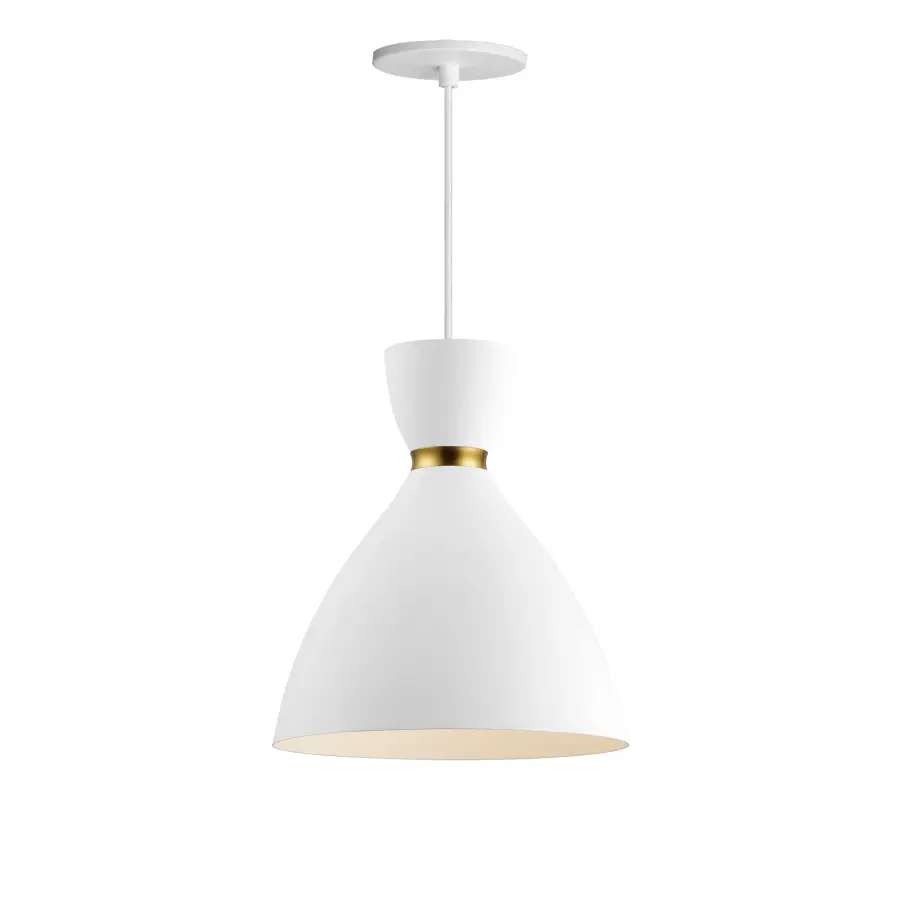Carillon One Light Mini Pendant in White/Satin Brass - Image 1