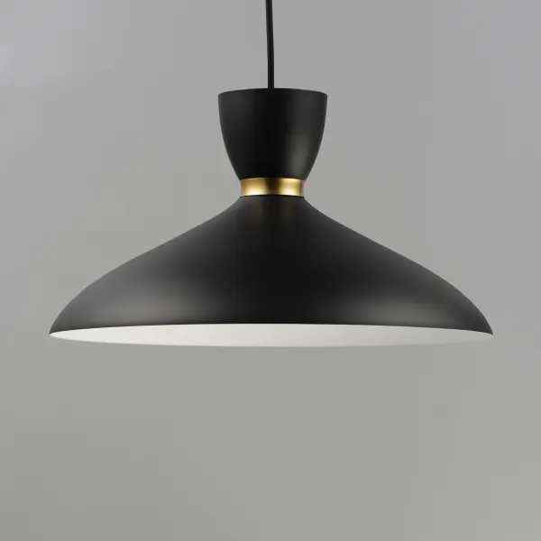 A full bodied silhouette of bell forms are presented in the Carillon collection. Two tone Black or White with Gold bandings are available in various proportions. Choose from a tall, thin pendant or more conventional pendants in small or oversized shapes. - alternate view