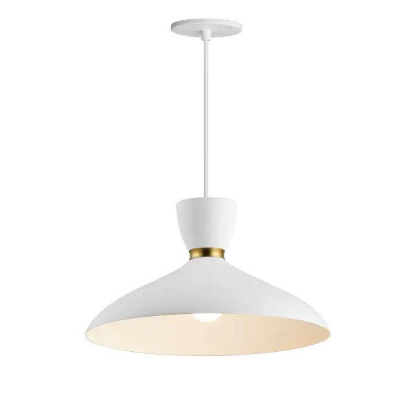 Carillon One Light Pendant in White/Satin Brass - Image 1