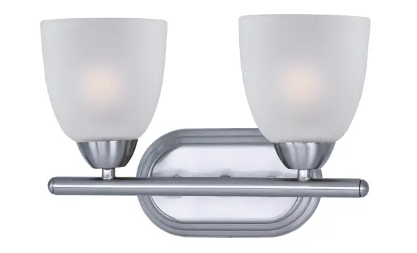 This transitional design works in any style home. Full length oval backplates support simple bell-shaped, Frosted glass shades. Available in Satin Nickel, Matte Black, and Polished Chrome. Collection: Axis Finish: Polished Chrome Glass: Frosted Width: 13.00" Height: 8.50" Weight: 2.87 lb Extension from Wall: 6.50" Canopy: 4.75"x8" Number of Bulbs: 2 Maximum Wattage: 60.00 W Bulb Type: A19 Bulb Base: E26 Medium Light Source: Incandescent Dimmable Voltage: 120.00 V Material: Steel, Glass Safety Listing: cULus Safety Rating: Damp Manufacturer Warranty: 1 Spec Sheet Instructions Parts Diagram