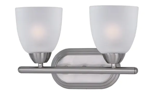 This transitional design works in any style home. Full length oval backplates support simple bell-shaped, Frosted glass shades. Available in Satin Nickel, Matte Black, and Polished Chrome. Collection: Axis Finish: Satin Nickel Glass: Frosted Width: 13.00" Height: 8.50" Weight: 2.87 lb Extension from Wall: 6.50" Canopy: 4.75"x8" Number of Bulbs: 2 Maximum Wattage: 60.00 W Bulb Type: A19 Bulb Base: E26 Medium Light Source: Incandescent Dimmable Voltage: 120.00 V Material: Steel, Glass Safety Listing: cULus Safety Rating: Damp Manufacturer Warranty: 1 Spec Sheet Instructions Parts Diagram