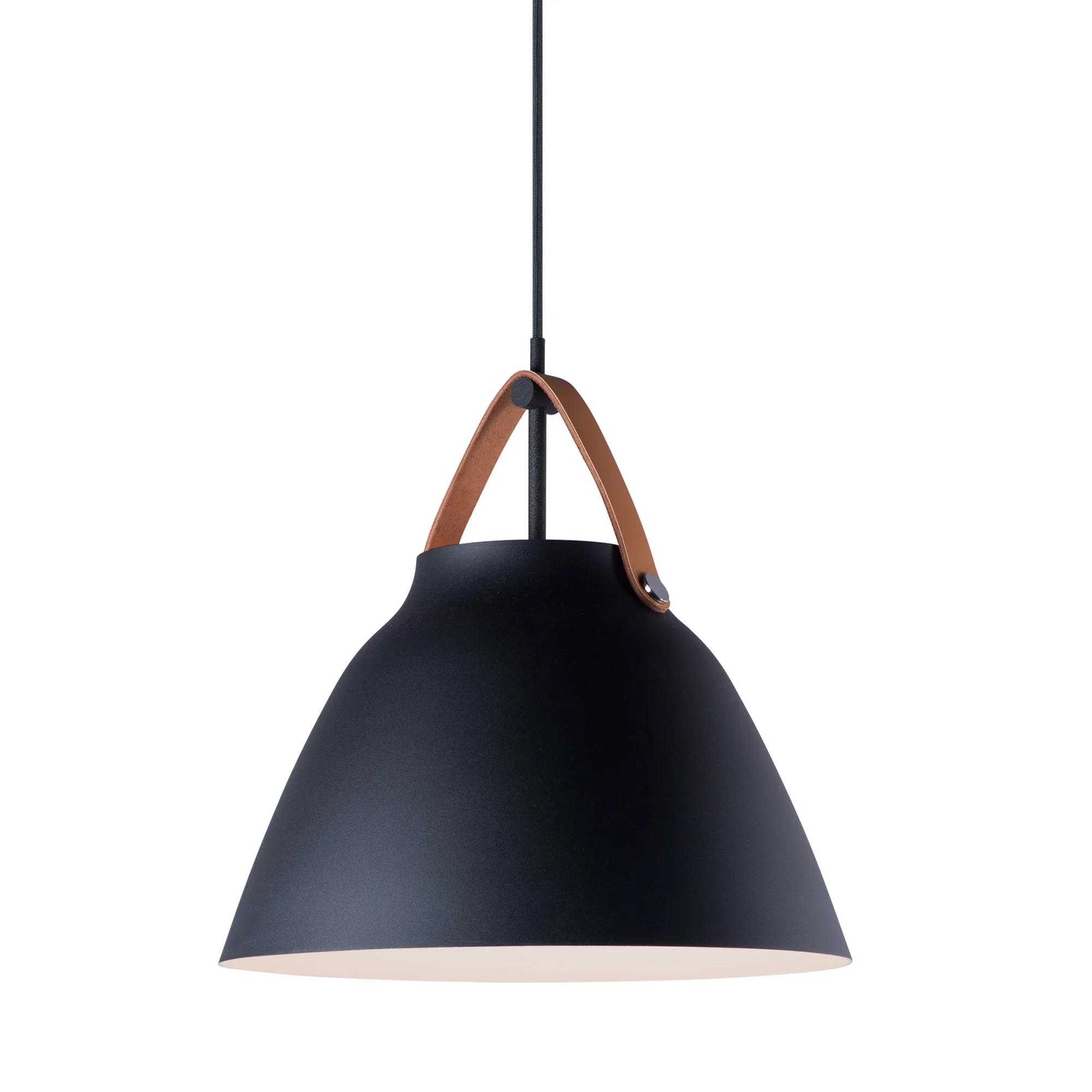 Nordic One Light Pendant in Tan Leather / Black