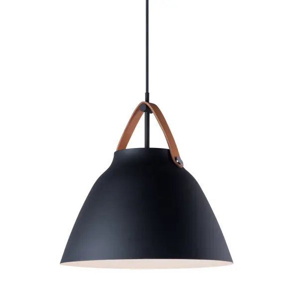 Nordic One Light Pendant in Tan Leather / Black - Image 1