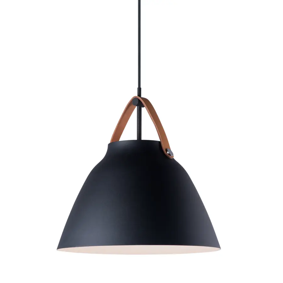 Nordic One Light Pendant in Tan Leather / Black - Image 1