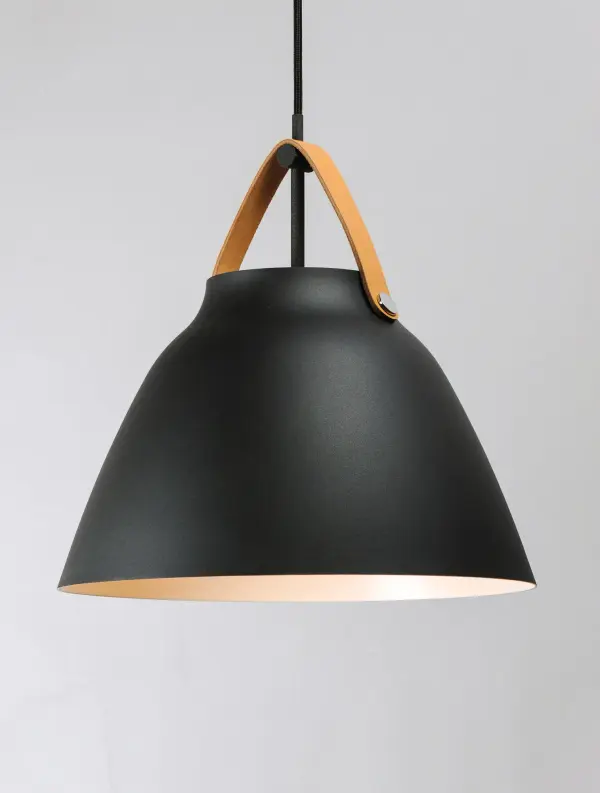 Nordic One Light Pendant in Tan Leather / Black - Image 2