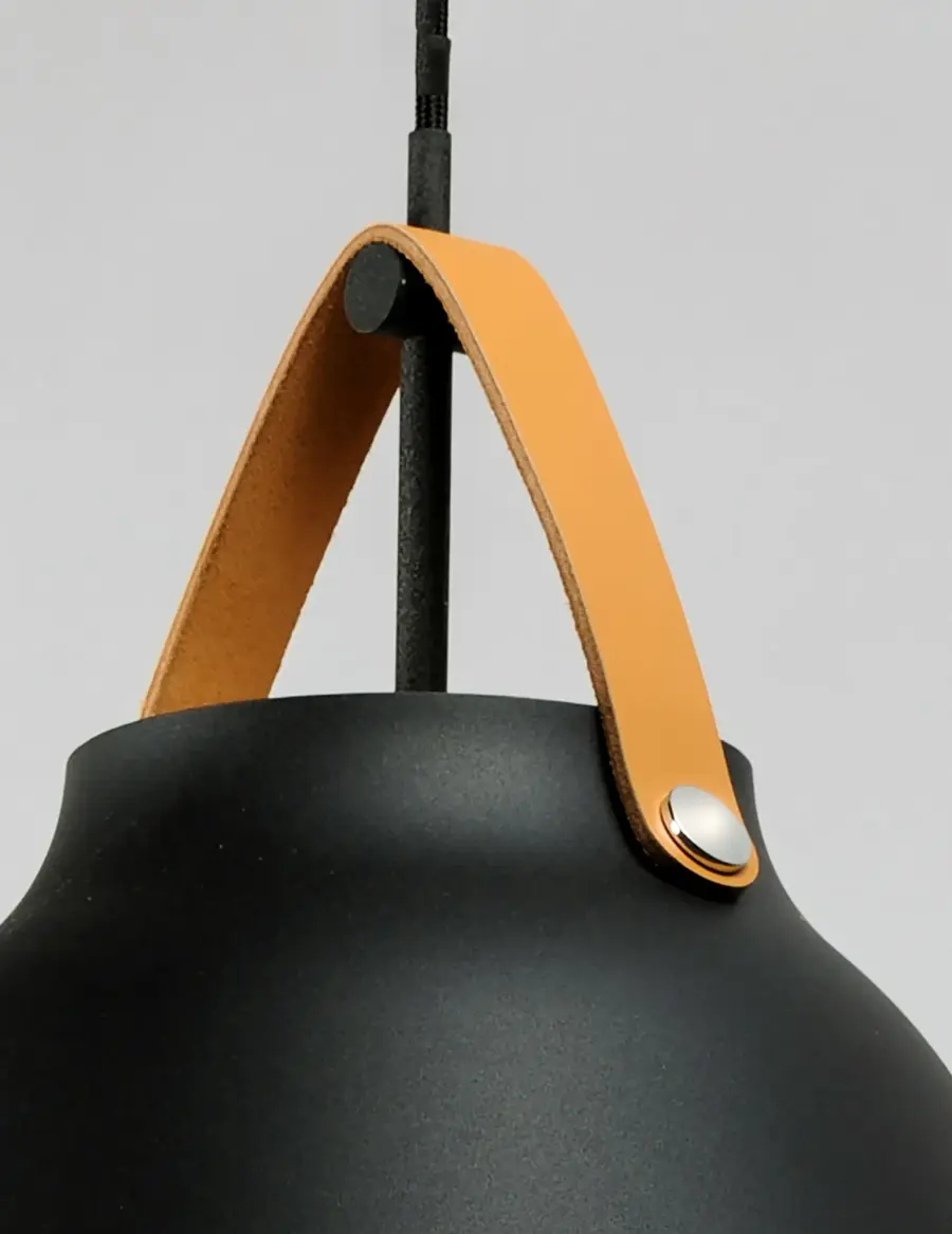 Nordic One Light Pendant in Tan Leather / Black - Image 3