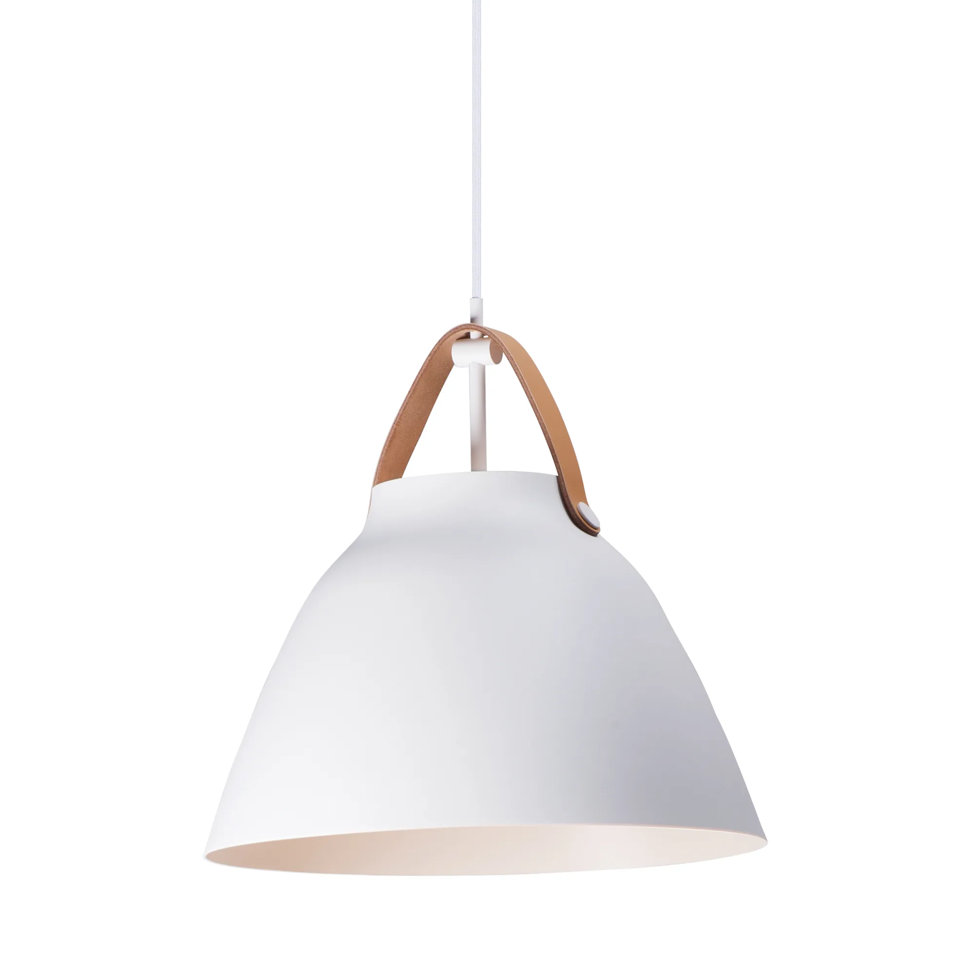 Nordic One Light Pendant in Tan Leather / White