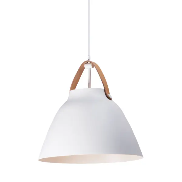 Nordic One Light Pendant in Tan Leather / White - Image 1