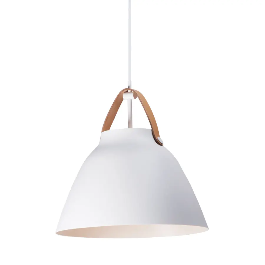 Nordic One Light Pendant in Tan Leather / White - Image 1