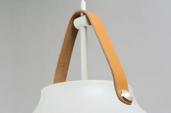 Nordic One Light Pendant in Tan Leather / White - Image 3