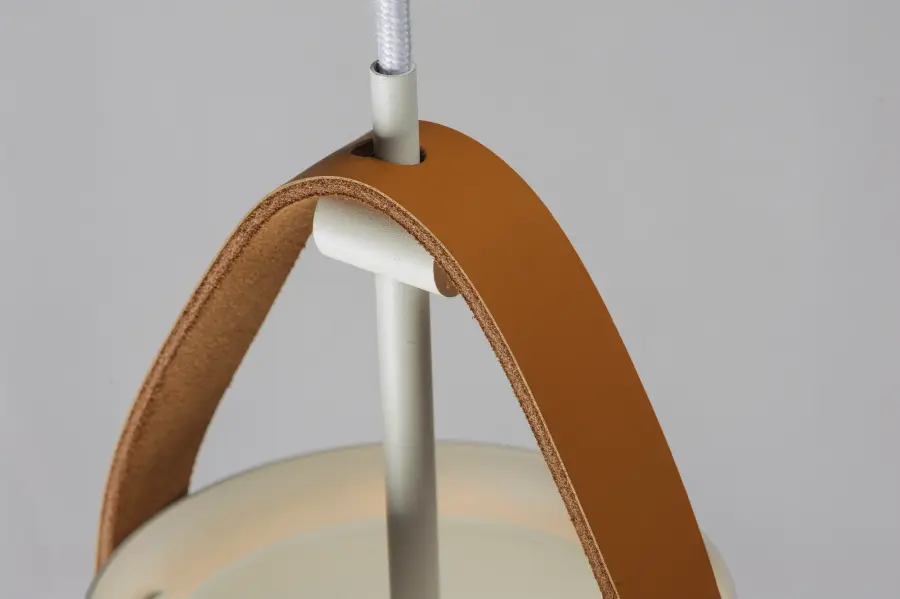 Nordic One Light Pendant in Tan Leather / White - Image 4