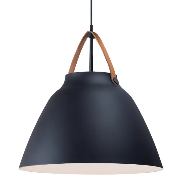 Nordic One Light Pendant in Tan Leather / Black - Image 1