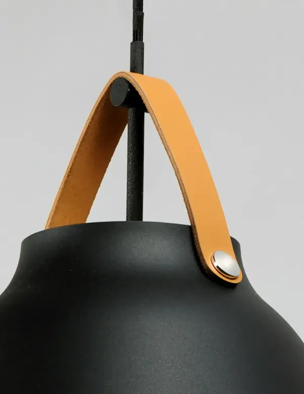 Nordic One Light Pendant in Tan Leather / Black - Image 3