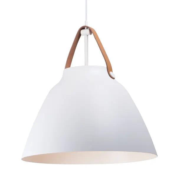 Nordic One Light Pendant in Tan Leather / White - Image 1