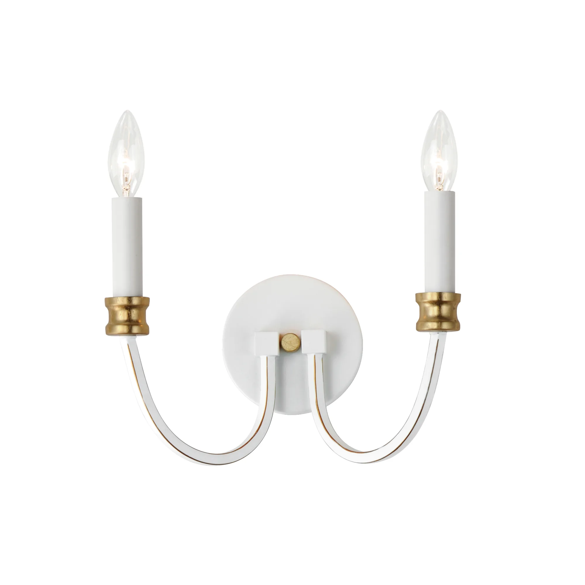Charlton Two Light Wall Sconce in Weathered White/Gold Leaf