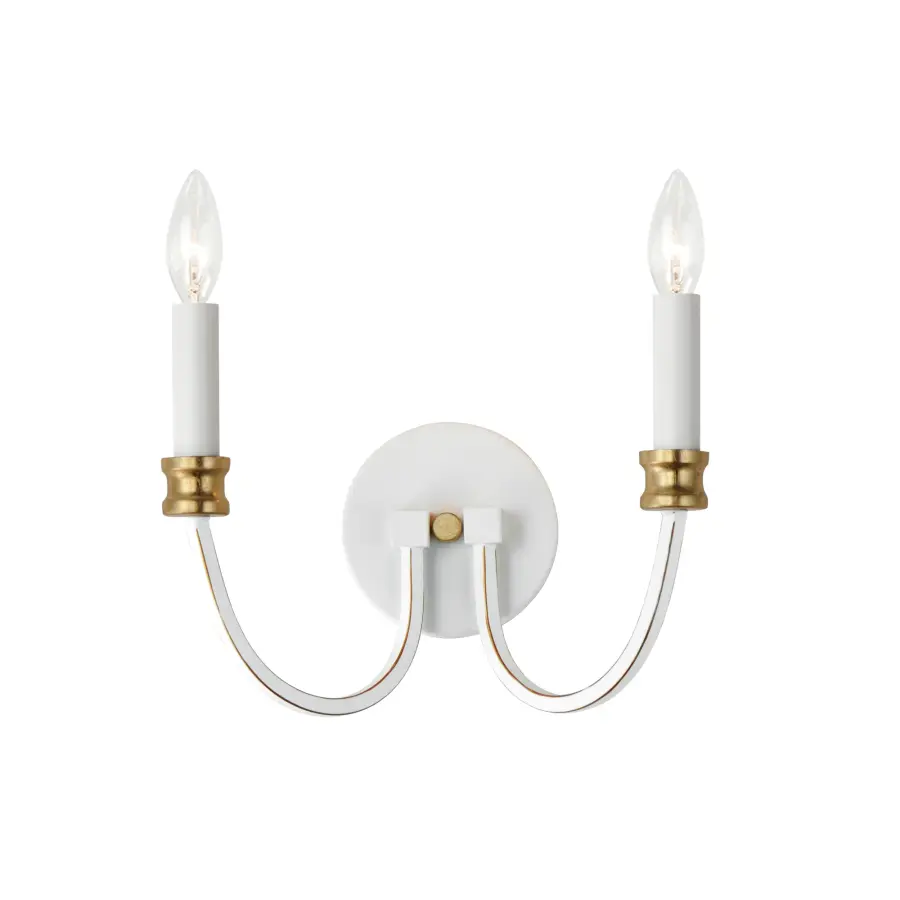 Charlton Two Light Wall Sconce in Weathered White/Gold Leaf - Image 1