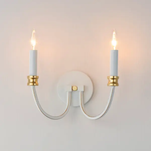 Charlton Two Light Wall Sconce in Weathered White/Gold Leaf - Image 3
