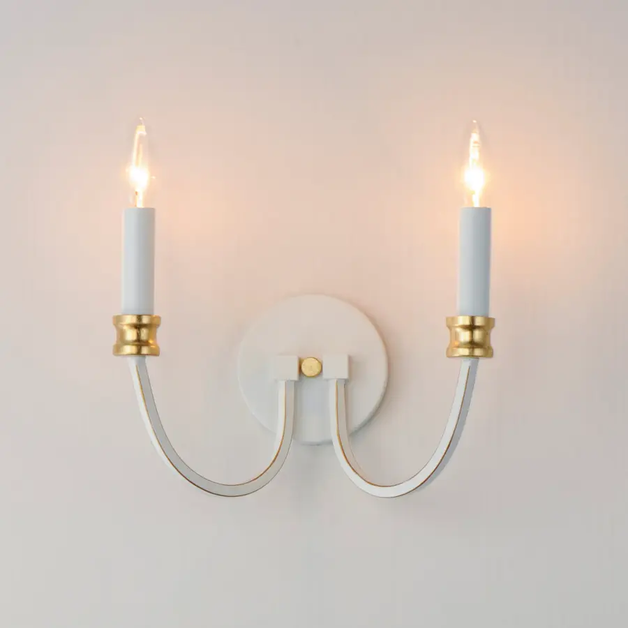 Charlton Two Light Wall Sconce in Weathered White/Gold Leaf - Image 3