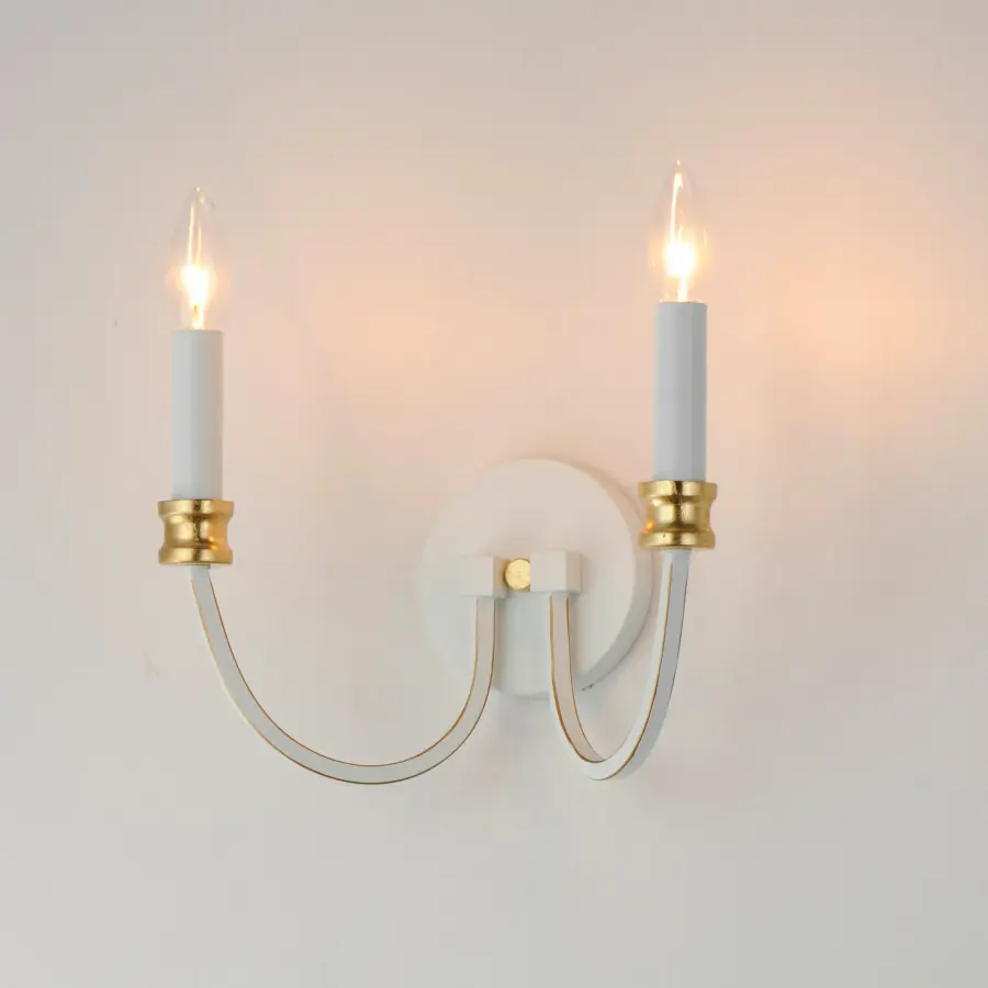 Charlton Two Light Wall Sconce in Weathered White/Gold Leaf - Image 4