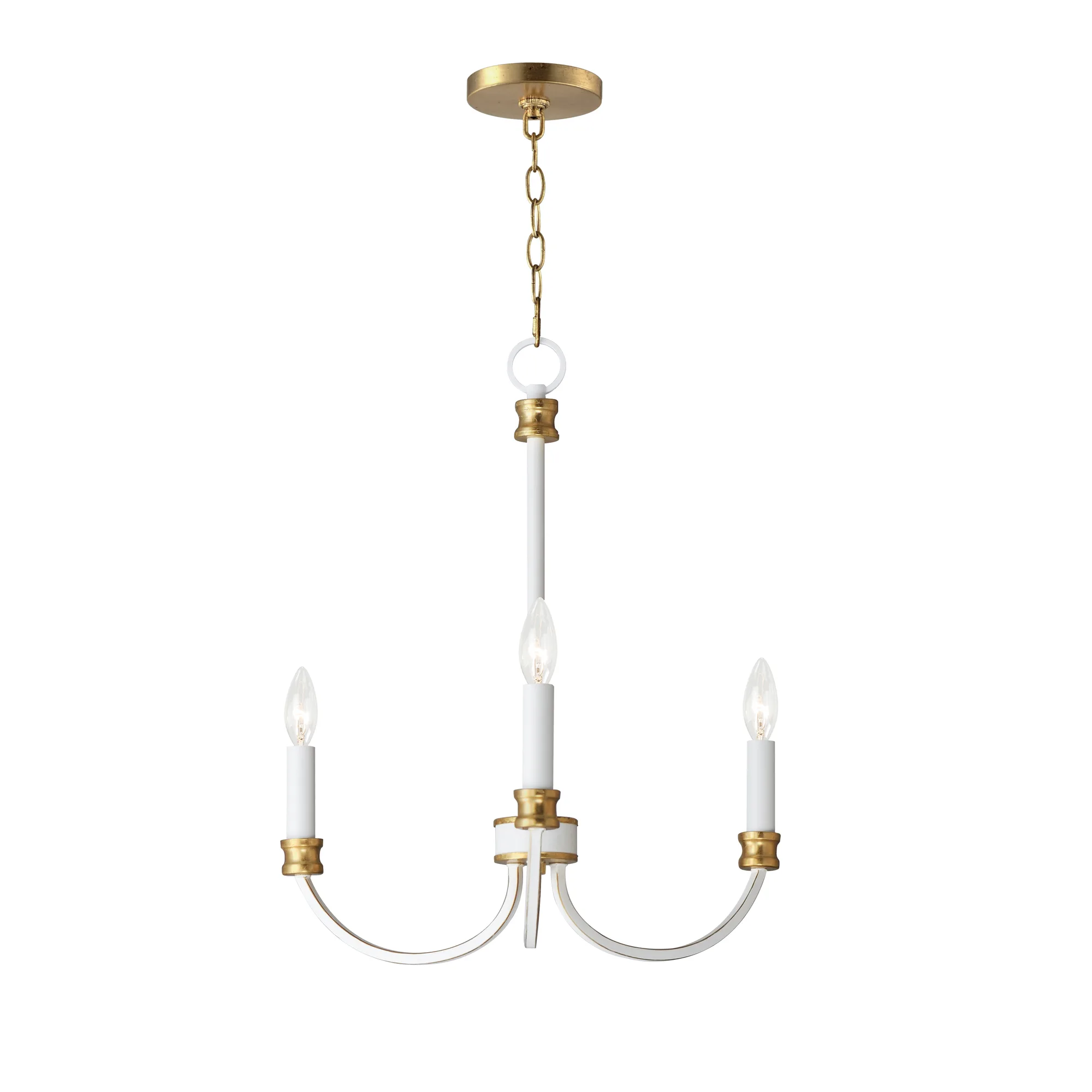 Charlton Three Light Chandelier in Weathered White/Gold Leaf