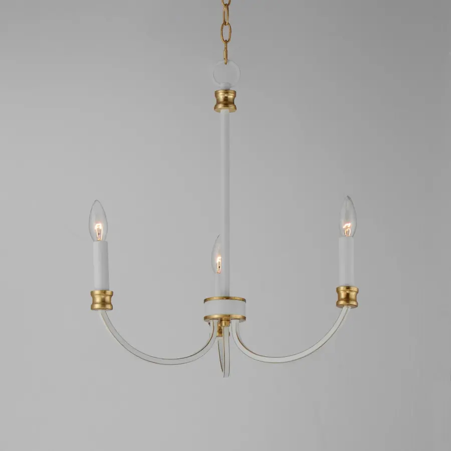 Charlton 3-Light Chandelier in Weathered White with Gold Leaf - Image 2
