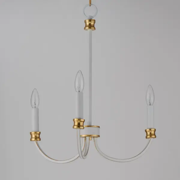 Charlton 3-Light Chandelier in Weathered White with Gold Leaf - Image 3